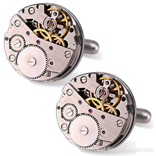 Hot Selling Watch Movement Cufflinks for Men, 316L Stainless Steel Movement Cufflinks WM-806